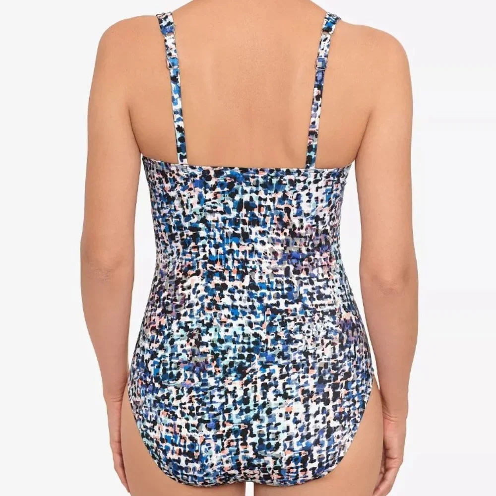 Swim Solutions Shirred-Front Tummy-Control One-Piece Swimsuit Size 10 - Picture 10 of 10